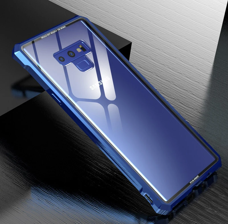 Для samsung Note 9 чехол Роскошный Жесткий металлический каркас прозрачный закаленное стекло противоударный чехол для телефона Note 9 задняя крышка 6,4