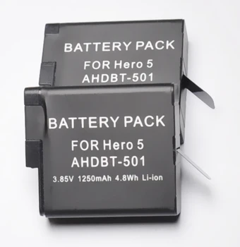 

2Pcs GoPro 3.85V 1250mAh Camera Battery Go Pro AHDBT-501 AHDBT 501 Battery For GoPro Hero 5 Hero5 Battery Accessories New