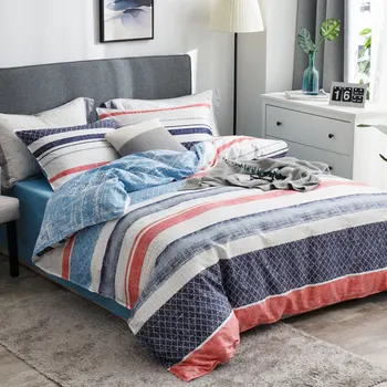 

Geometric Stripes 4pcs Bedding Set Tribute Silk Europe Modern Style Skin-Friendly Pillow Cover Duvet Cover Sheet Bedclothes