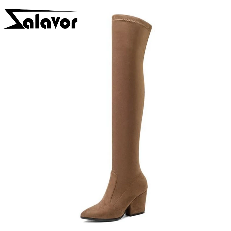 

ZALAVOR New Arrival 2020 Women Over The Knee Boots 9 Colors Office Soft Shoes Women Winter Warm Fur Boots Footwear Size 34-43