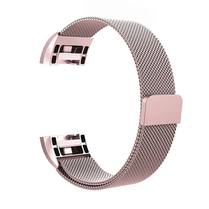 Нержавеющая сталь Магнитная Milanese Loop Band для Fitbit заряда 2 Замена Quick Release браслет ремешок для зарядки 2 ремешок - Цвет: Rose pink