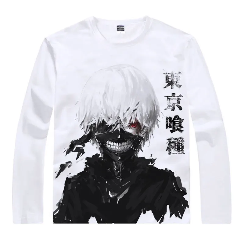 Кен kaneki футболка первокурсника Kaneki Кен рубашка повседневные Длинные рукава футболка S аниме и манга довольно прохладно удивительной