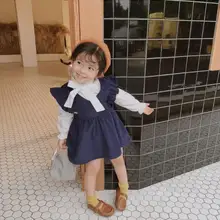 Платье в Корейском стиле с оборками для девочек модные осенние хлопковые платья-майки для девочек 1-6 лет PX181