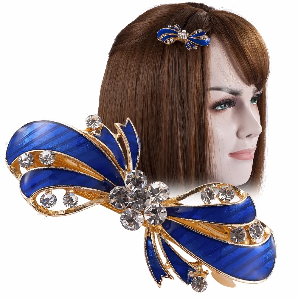 PJ.SDZM Rhinestone Hair Accessories Crystal Bowknot Hair Clip Luxury