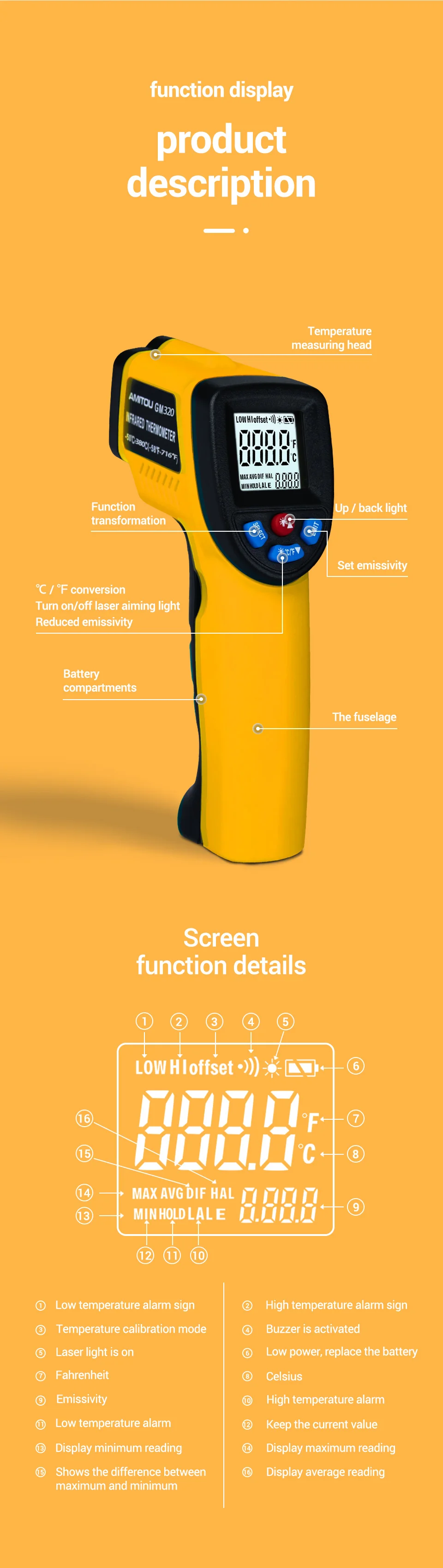 GM320-50-380C Usb Тепловая камера Инфракрасный термометр гигрометр Метеостанция контроллер температуры " взрослый термометр