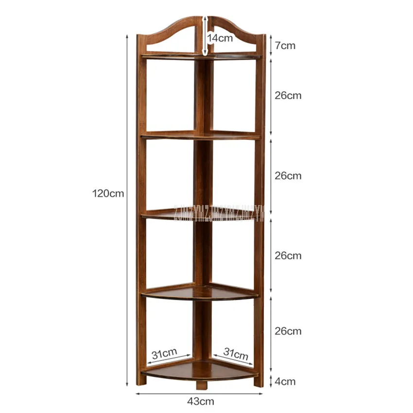 5-Слои натурального бамбука Треугольники напольная угловая полка для Хранения Полки Организатор Гостиная стенд стеллаж книжная полка книжный шкаф - Цвет: Коричневый