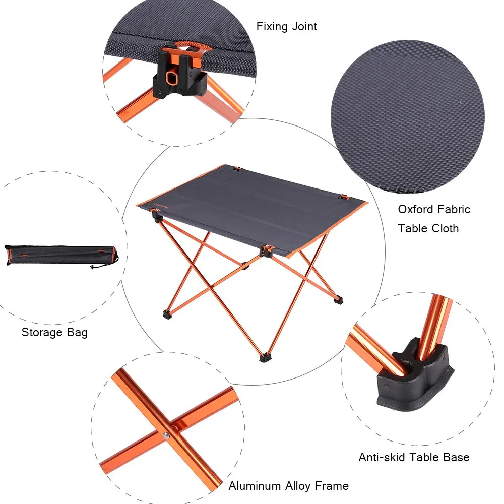 Mesa com Saco de Tecido Dobrável para Camping Dobrável de Alumínio ao ar Mesa Livre Portátil Ultraleve Oxford Caminhadas Picnic 11 High Quality Esporte e Lazer