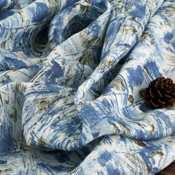 

High quality pure flax fabric Beautiful Digital Printing patchwork High-end dresses, gowns, trousers patchwork fabric
