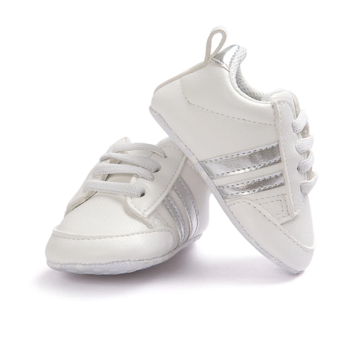 Лидер продаж; детская обувь розового цвета; нескользящая обувь из искусственной кожи; обувь для маленьких мальчиков; обувь для малышей; CX27C - Цвет: white with silver