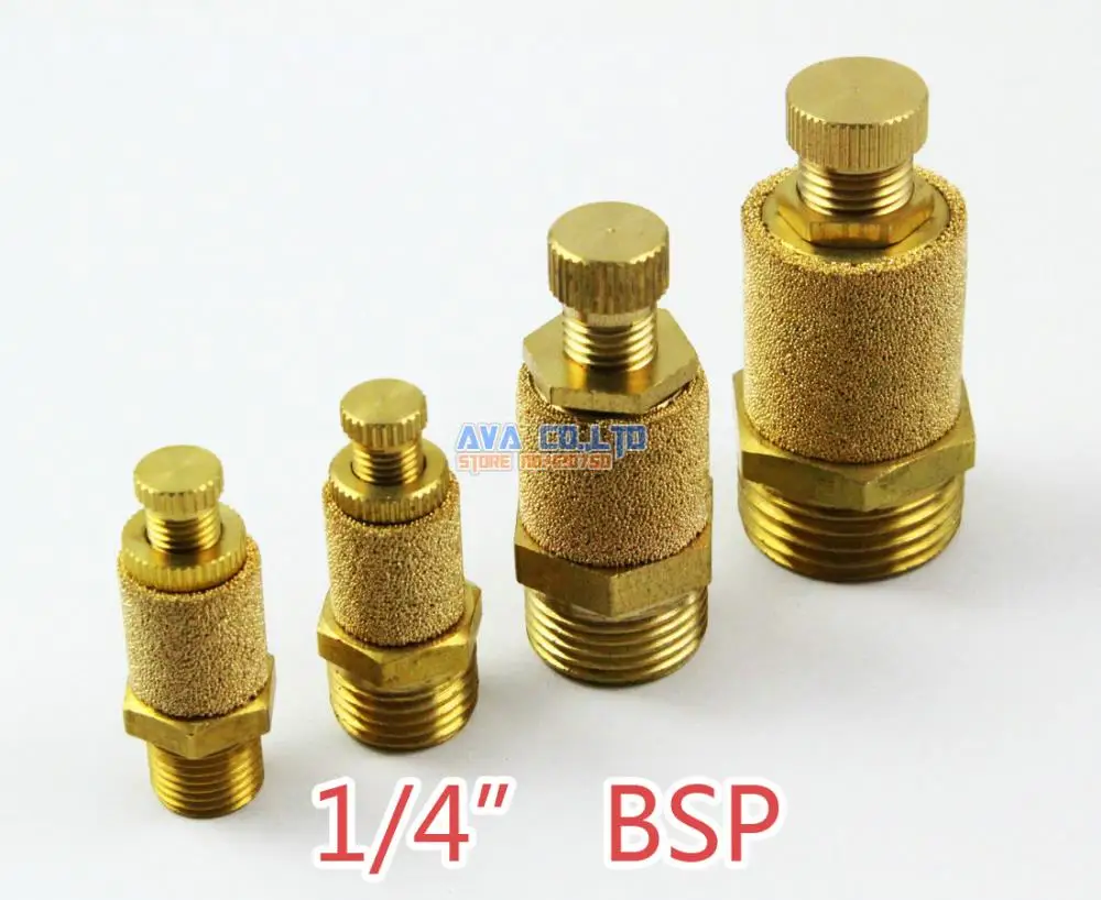 10 Pieces 1/4" BSP Pneumatic Brass Flow Control Silencer Air Exhaust