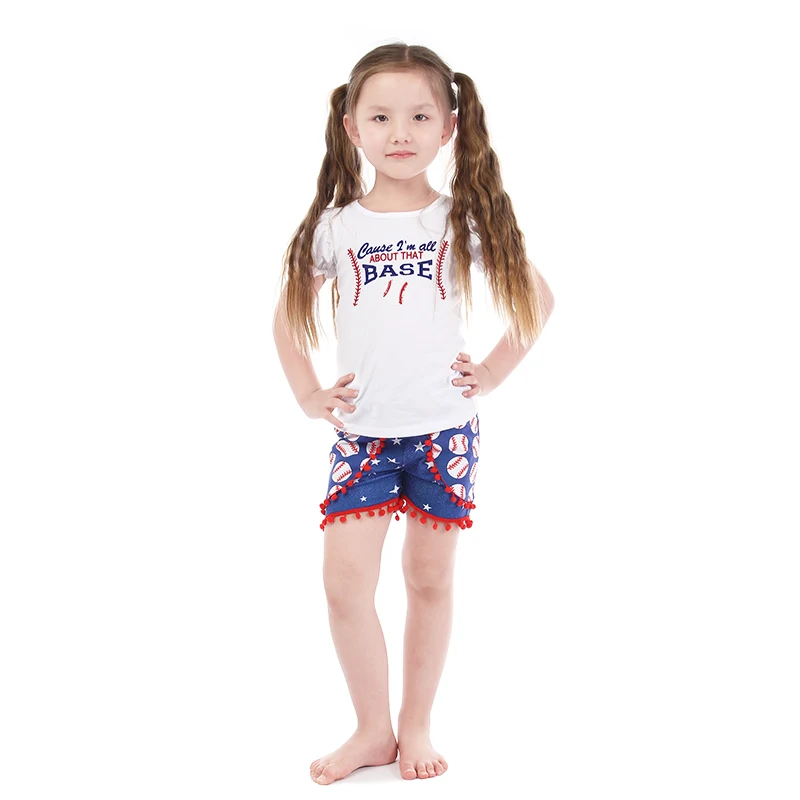 Kaiya Angel 4 го июля Бутик Дети Vlothing Королевский синий бейсбольная звезда хлопок