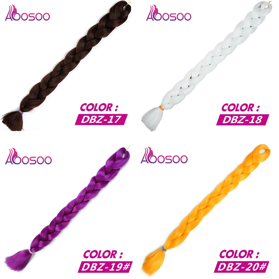 AOOSOO fashion Jumbo Braid Hair Crotchet Braids Pure Color Hair Expression Braiding Hair 82inch headwear