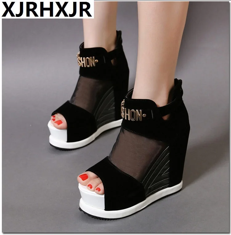 

Fashion Wedge High-heeled Sandals Women's Thick-soled Sexy Nightclub Women's Shoes Increased Muffin Cake Fish Mouth Single Shoes