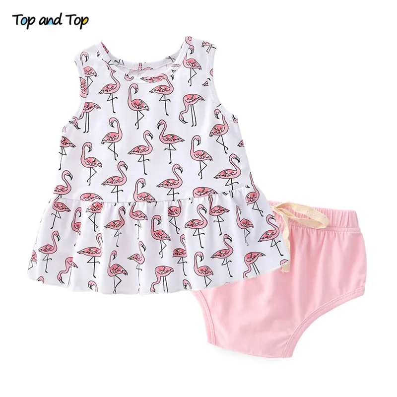 Top and Top baby girls clothing sets 2019 summer infant petal short sleeve t-shirts pants 2pcs toddler newborn girl clothes baby knitted clothing set Baby Clothing Set