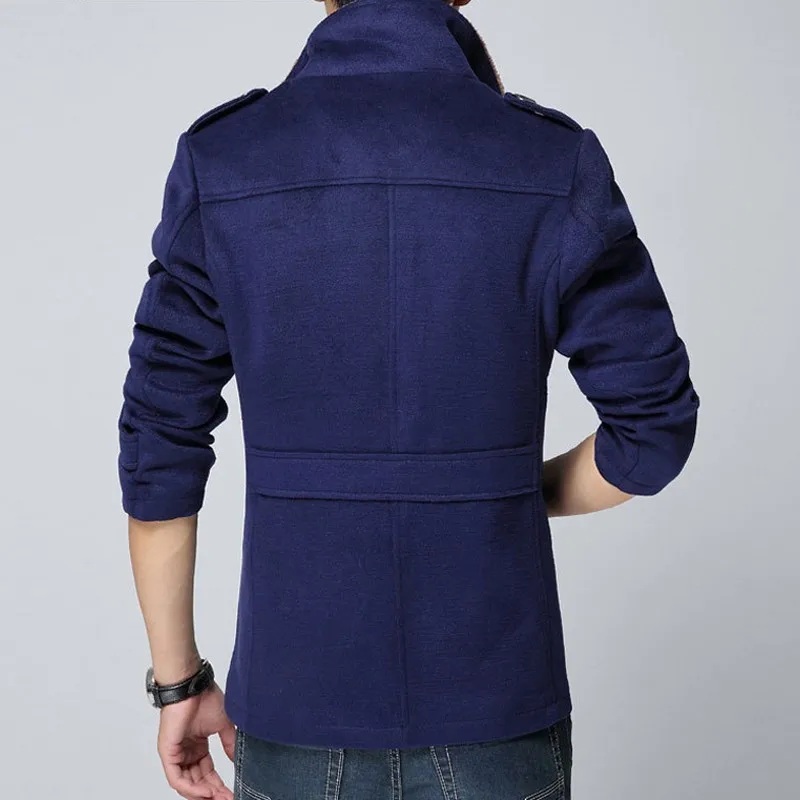 Velvet Mens Coat Jacket Stand Collar Autumn Winter Slim Buttons Outerwear Parkas 2J1167