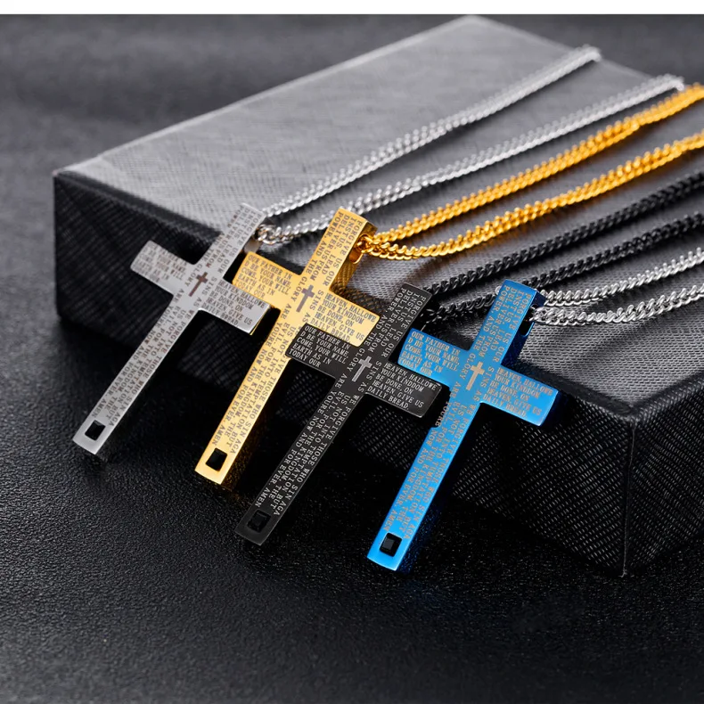 

Men Necklace Vintage Gold Color Cross Unisex Necklace Pendant Jewelry Jesus Silver Black Colo Cross Pendant Necklaces For Women