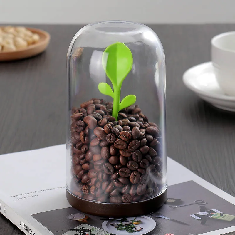 

Transparent storage bottle red tea jar Coffee beans organizer tree seedling spoon nut jar Dry food storage tank Flower tea pot