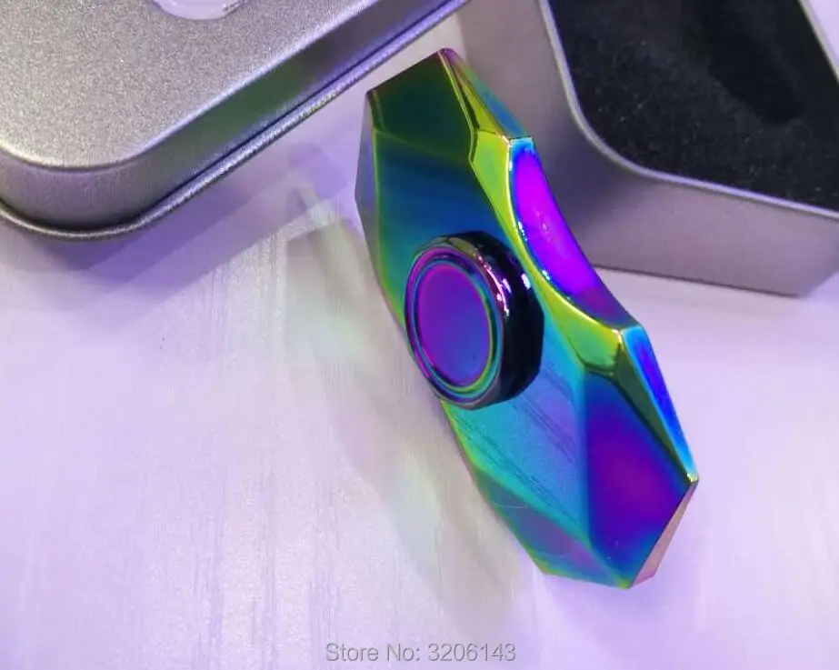 Ручной Спиннер красочный алмазный Fingertip гироскоп для СДВГ антистресс Tri-Spinner EDC игрушка Спиннер подарочная коробка