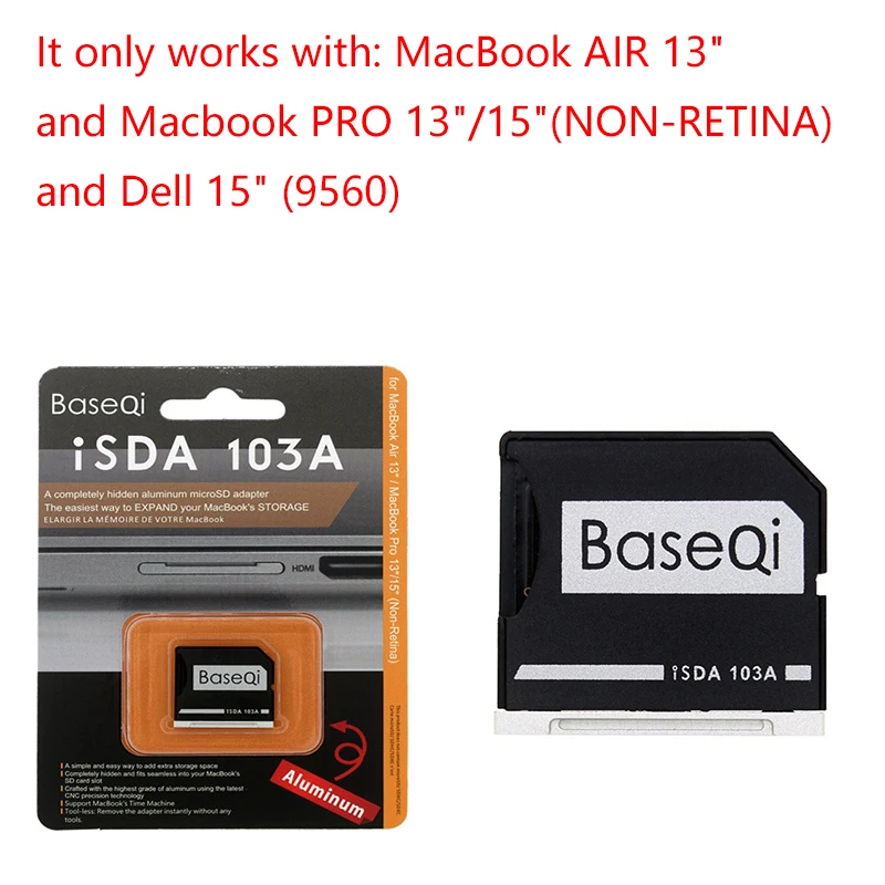 BaseQi алюминиевый стелс привод адаптер карты Micro SD памяти расширения SD кард-ридер для Macbook Air 13/Macbook Pro 13 retina