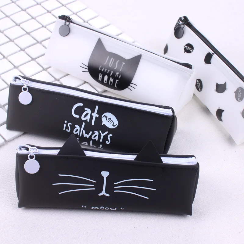 Cat Пенал силикагель школьные принадлежности BTS канцелярские подарок школе милый