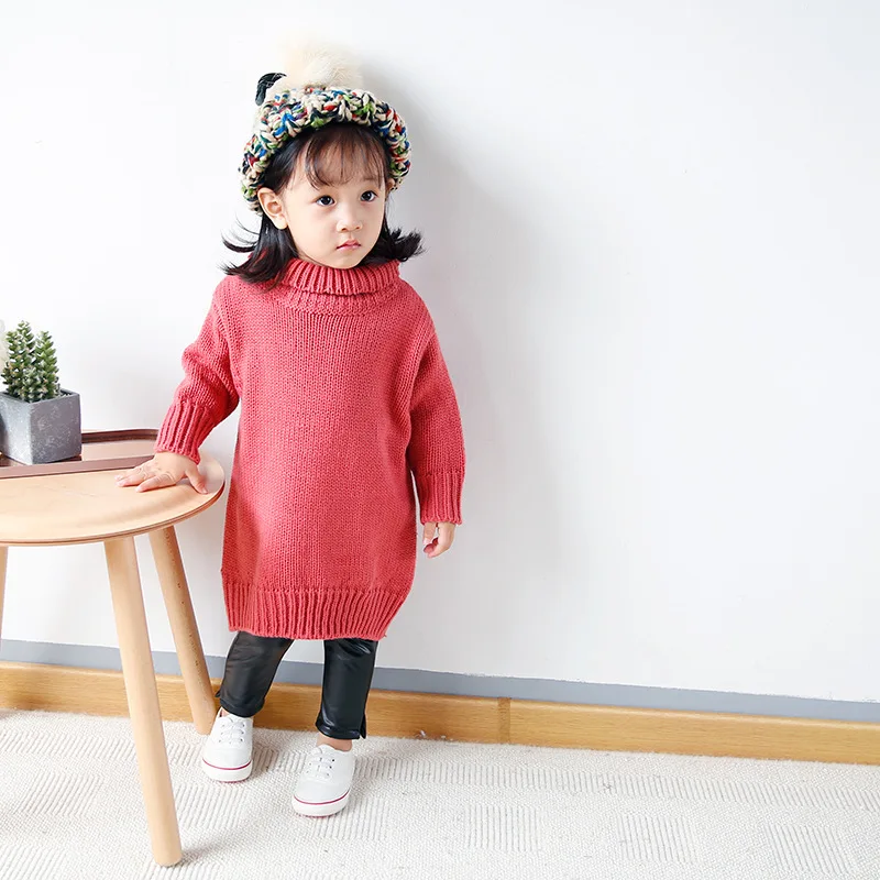 

New girl Sweater Girl High Necked Long Lapel Preppy Style Kids-pullover Kids Sweaters Girls Turtleneck
