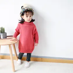 Новый свитер для девочек, детский пуловер с высоким воротником и длинными лацканами в консервативном стиле, детские свитера, водолазка для