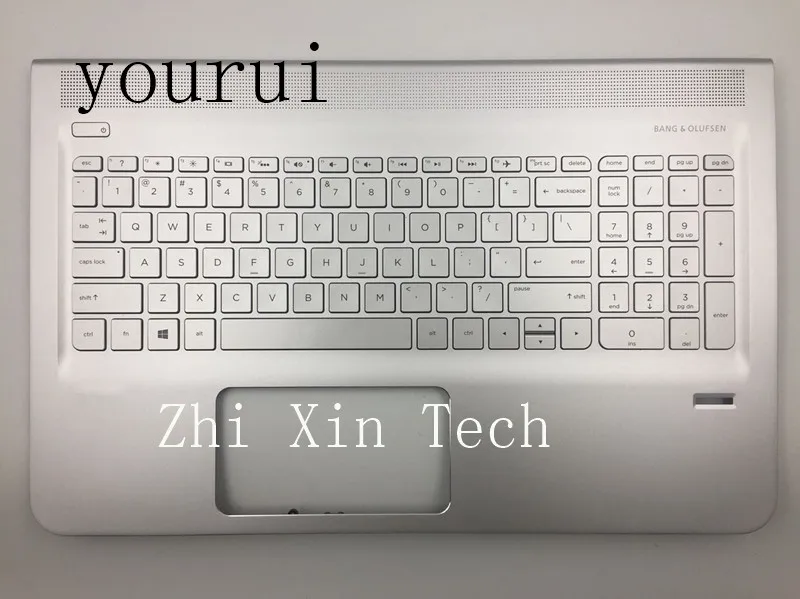 Yourui для hp Envy 15 15-AE подставка с клавиатурой США задняя крышка отпечатков пальцев отверстие корпус ноутбука Серебро 812726-001