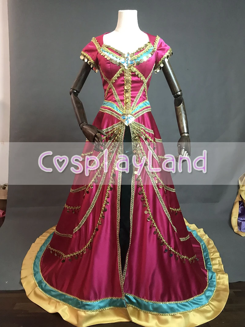 Маскарадный костюм принцессы Аладдина жасмин, маскарадный костюм, костюм на Хэллоуин, костюм для коронации, платье с блестками, длинный плащ