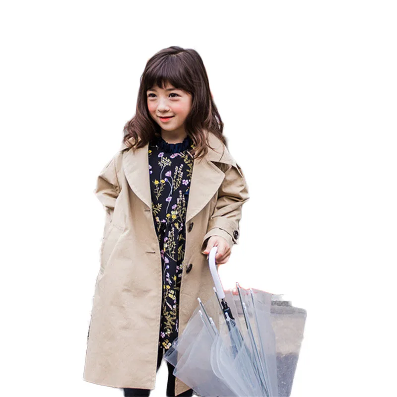 

2018 Spring Autumn New Fashion Big Girls Trench Coats Baby Kids Long Jackets Windbreaker Teenage Outerwear Clothing 2-10Y P165