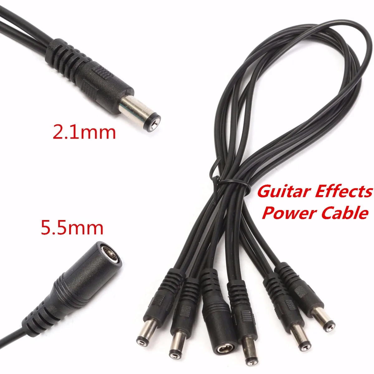 ПВХ черный 5 способ 9 В гитарные эффекты силовой кабель Stompbox блок питания подходит для электрогитары шнур питания/светодиодный тонкая проволока