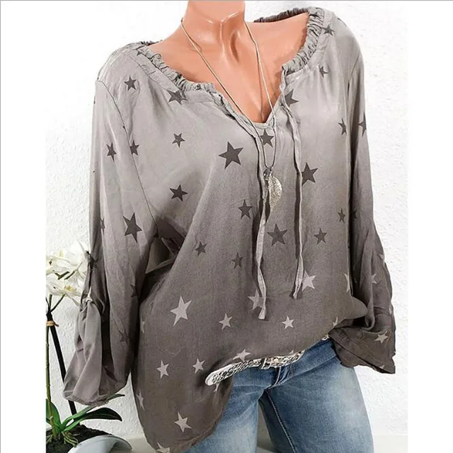 5XL Plus Size Women Tops Stars Blouses Shirts 2019 Ladies Casual Loose ...