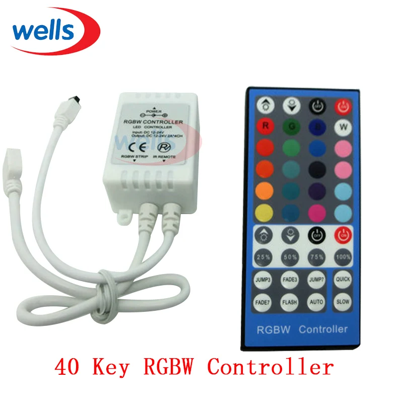 

free shipping DC12V 40Key IR Remote RGBW Controller for SMD 3528 5050 RGB LED SMD Strip Lights