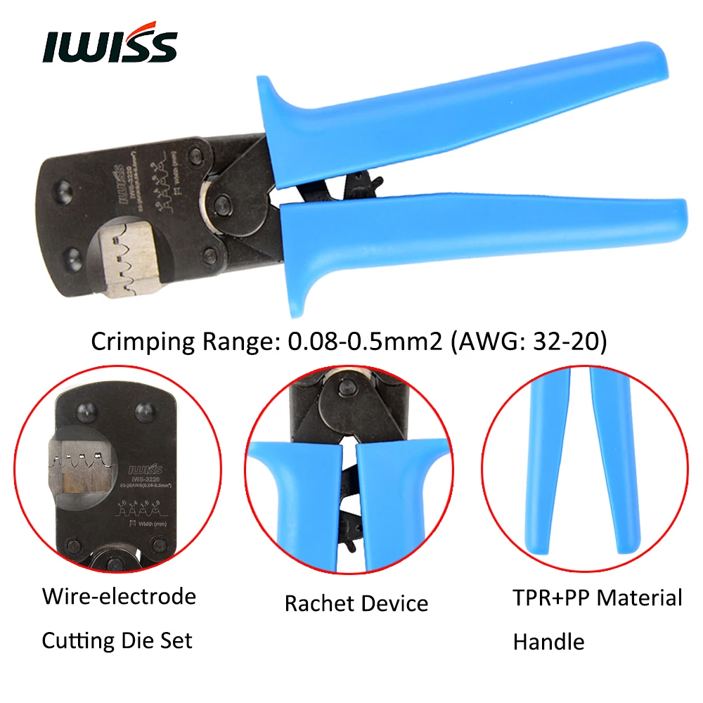 IWISS-IWS-3220-Ratchet-Crimping-Plier-Hand-Crimper-Tool-Crimp-0.08-0.5mm2-32-20AWG