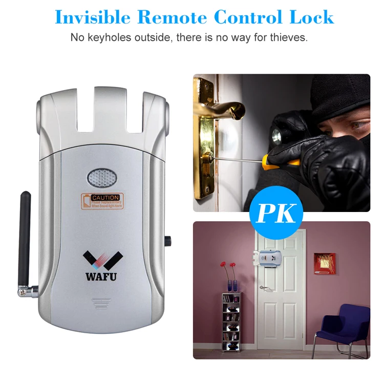 WAFU Electronic Intelligent Magnetic Door Lock with Remote Controllers, Smart Keyless Home Entry Door Lock WF-008 + 4 Keys