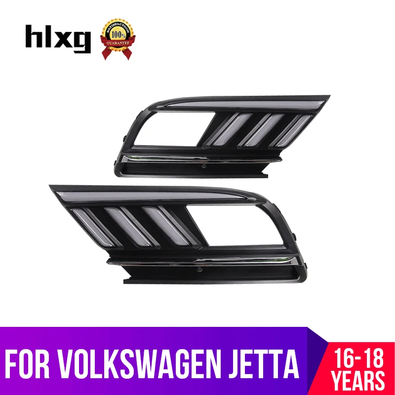 

hlxg For Volkswagen Je tta 2016-2018 Day Light Fog Lights DRL Daytime Running Lights Yellow Turn Signal Blue Night Bulbs For Car