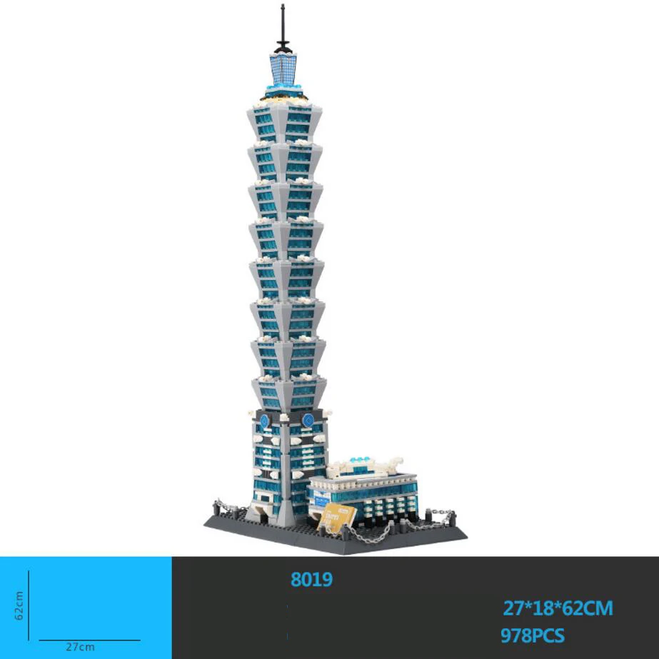 2018 World Famous Architecture China Taipei 101 Tower Building Block Model legoing Educational Toy Collection for Kid Adult Gift