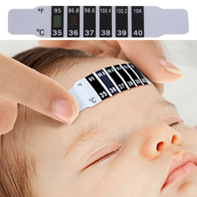 10 pièces bébé enfants front bande tête thermomètre fièvre Test de température corporelle sûr W15 (lot de 10)