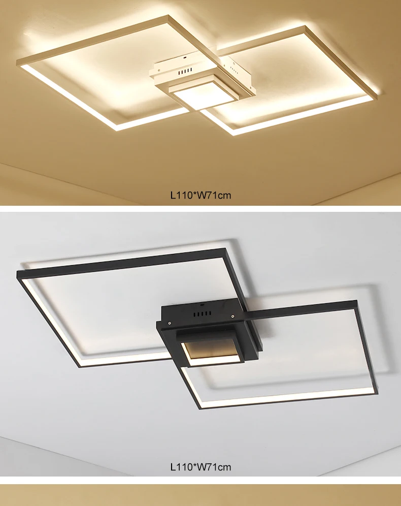 NEO Gleam прямоугольные современные светодиодные потолочные лампы для гостиной спальни белый или черный алюминий 85-265 в потолочный светильник