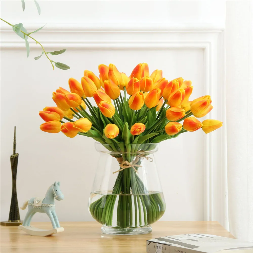 30pcs/lot Tulip Wedding Artificial Flowers High Quality Home Decoration Fake Flowers Leaves kunstbloemen fleur artificielle 30pcs/lot Tulip Wedding Artificial Flowers High Quality Home Decoration Fake Flowers Leaves kunstbloemen fleur artificielle
