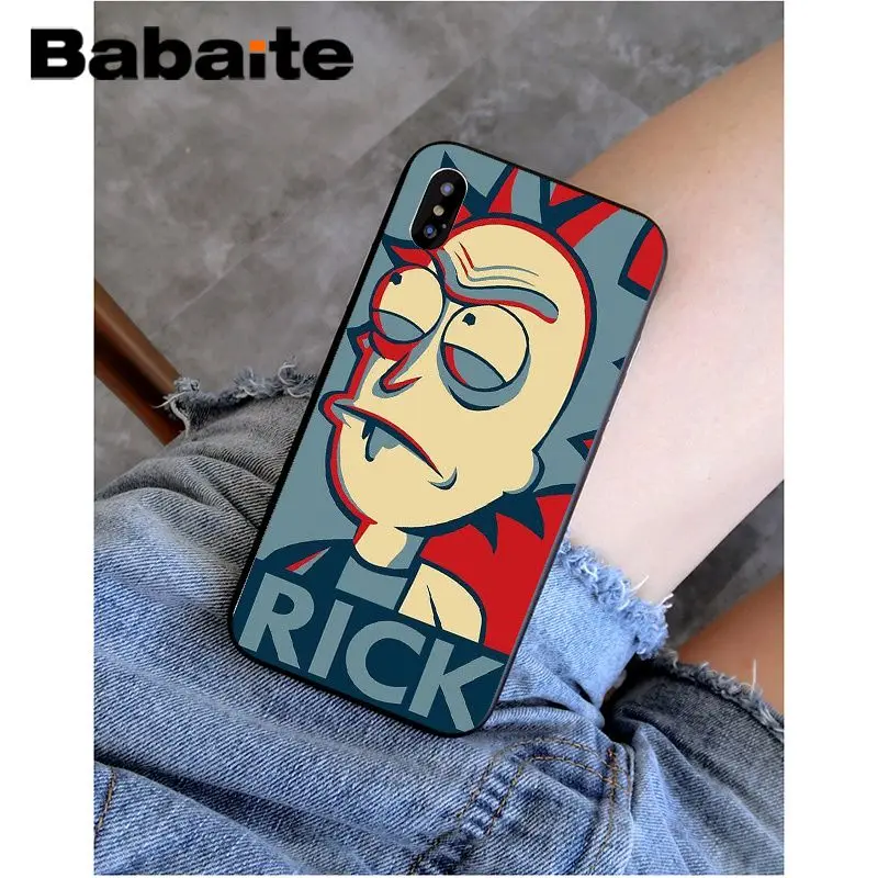 Babaite ريك و Morty الأسود لينة قذيفة الهاتف غطاء ل أبل فون 8 7 6 6 S زائد X XS ماكس 5 5 S SE XR الهواتف المحمولة