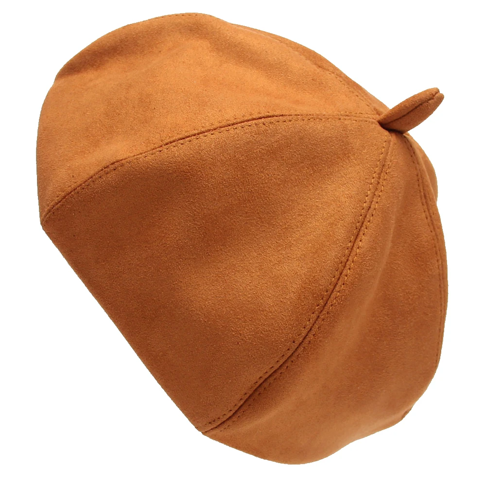 Surblue Solid Berets Hat Color Corduroy Octagonal Cap Women girls Beret