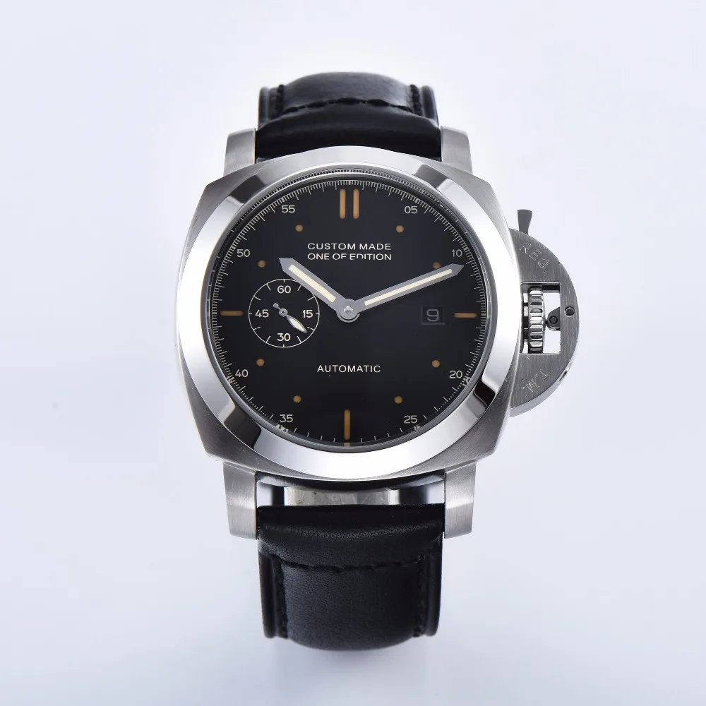 

Men's 44MM watch silver parnis 316L stainless steel case automatic movement Luminous Hands 415-6