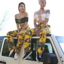 Джинсы для женщин больших размеров женские спортивные камуфляжные штаны-Карго повседневные камуфляжные брюки джинсы 3