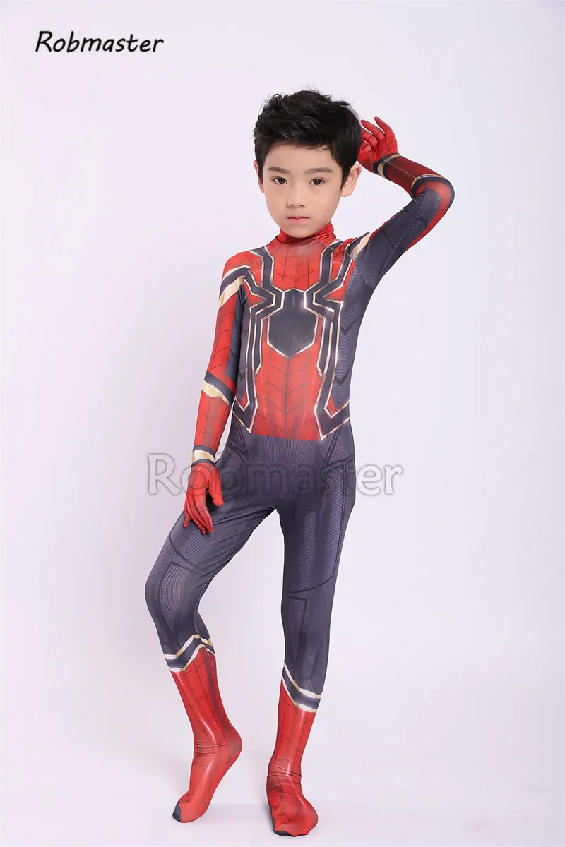 Newest Iron Spiderman Cosplay Costume Avengers Spider Zentai for Kids Boys Halloween Superhero Spiderman Bodysuit Suit Jumpsuit