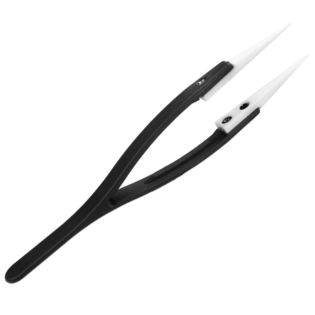 New Anti-static Ceramic Tipped Tweezer  Stainless Steel Tweezer Fine Pointed Tips with Heat Resistant 130x10mm
