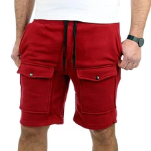 Летние высококачественные новые популярные спортивные мужские шорты с карманами, однотонные мужские брюки для бодибилдинга, мужская одежда