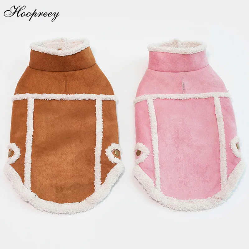 

2018 New Fashion Solid Suede Jacket for Autumn Winter Warm Lamb Cashmere High-Collared Vest Small Puppy Dog Outwear Coats 20E
