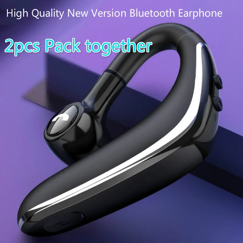 

2pcs Pack bluetooth headset 5.0 wireless headphone earphone super long standby earpiece with Mic Sweatproof Noise Reduction