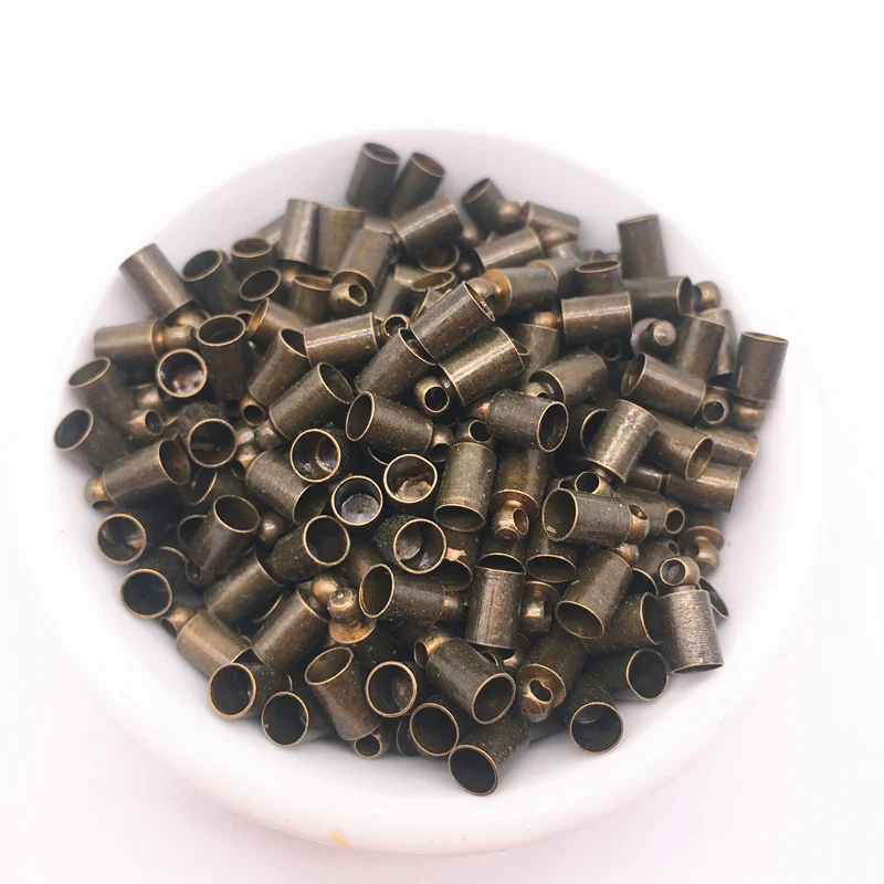 

100pcs 4x9mm Bronze Round Leather Cord End Cap Clasp for Choose Jewelry Findings Accessories Set Necklace Connector