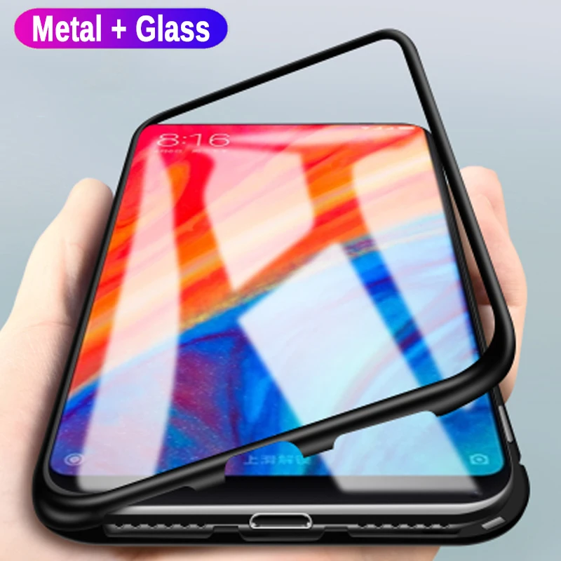 

360 Safety Protective Magnetic Adsorption For Xiaomi Redmi Note 5 Pro 6 Pro Tempered Glass Back Cover For Xiaomi Mi 8 Lite 6X F1